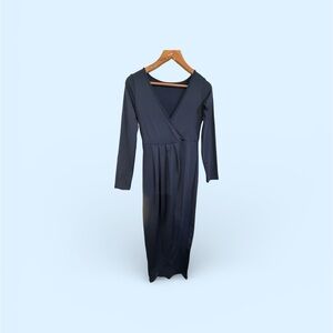 Chic Navy Long Sleeve Wrap Dress